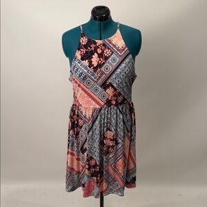 Maurices Patchwork Floral Mini Dress - Navy, Pink, Coral